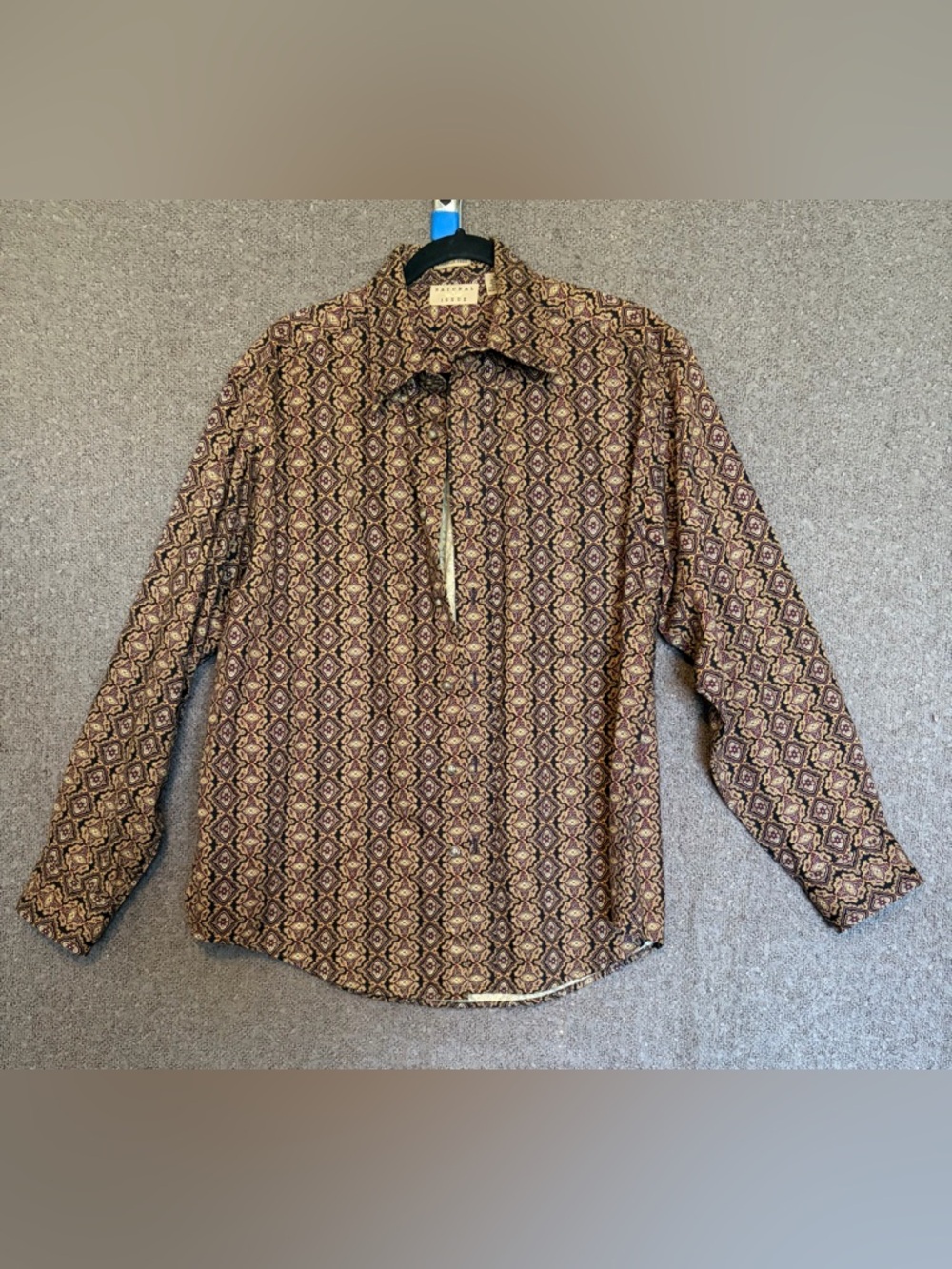 Natural Issue Brown Printed Long-Sleeve Button-Down Shirt